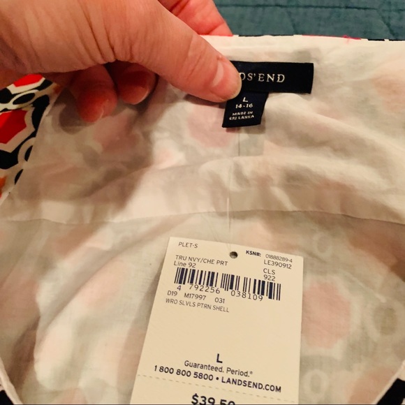 NWT Lands End Summer Sleeveless Pattern Top - Picture 5 of 6